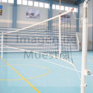 RED DE VOLEY C/ CABLE DOBLE BANDA y PORTA VARILLA PVC MALLA 10 x 10 POLIET. 4mm